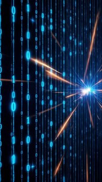 Vertical Binary Code Animation: Matrix-Style Cyber Attack for Tech Commercials, Sci-Fi VFX, Data Breach Presentations, Cybersecurity Videos, and Mobile Backgrounds