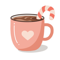 Cozy holiday mug with hot chocolate, perfect cozy drink for a winter morning