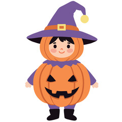 Cute child in festive Halloween costume. This happy costume brings spooky joy