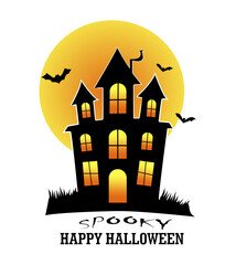 A spooky Halloween-themed background featuring a spooky bat-ridden house. Perfect for seasonal greeting cards, invitations, and party decorations.