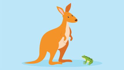 Obraz premium Kangaroo and frog. Vector illustration of a cartoon kangaroo and frog.