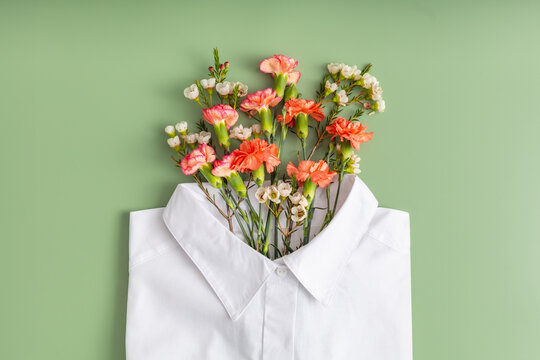 Emotional Symbolism with Blooming Collar Shirt