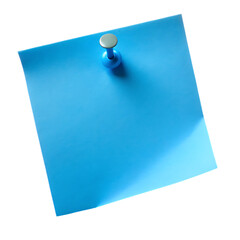 A single blue sticky note is attached to a black background with a silver and blue pushpin paper thumbtack