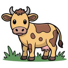 Vector illustration with cute cartoon caw on white background