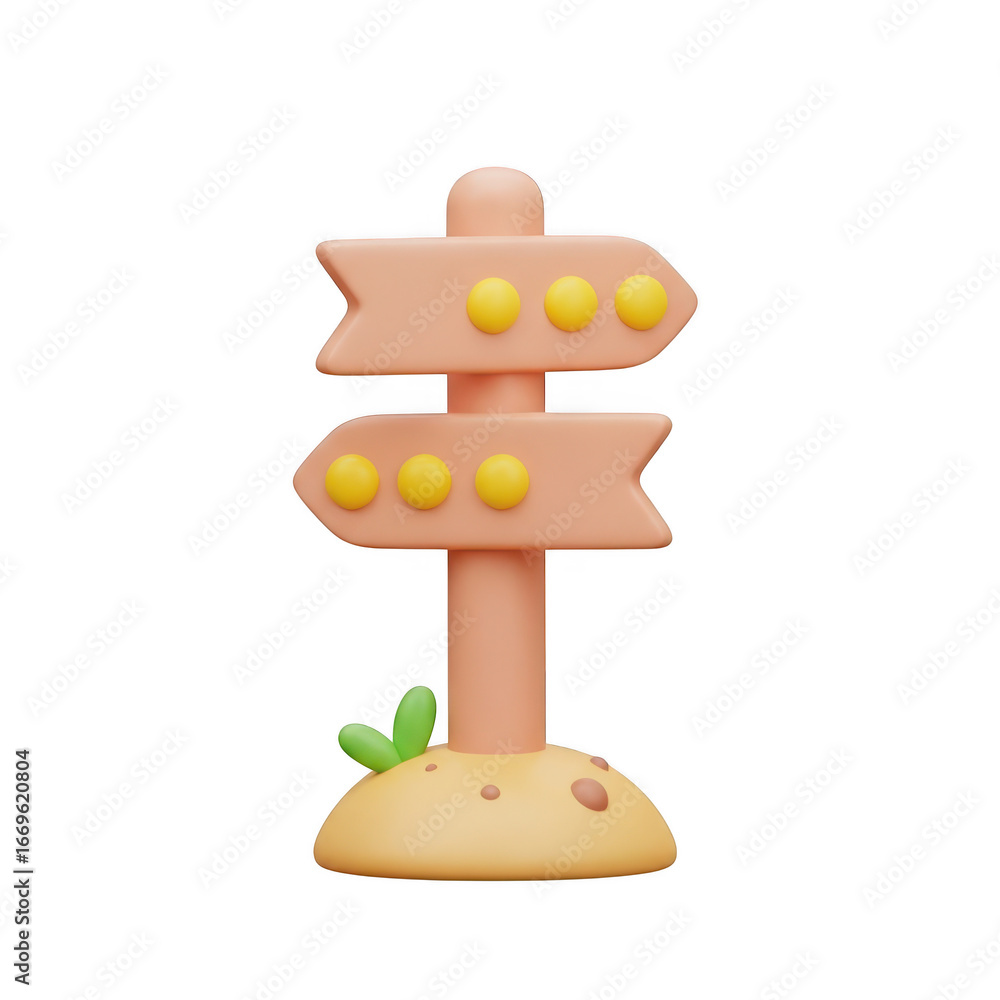 Aufkleber 3d icon of directional signpost with two arrows pointing left and right, isolated on transparent bac