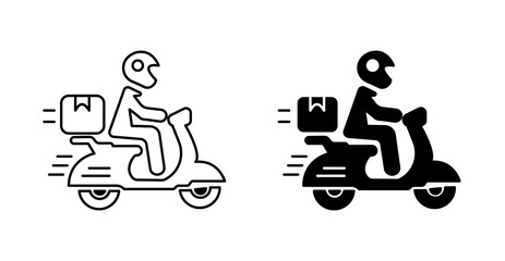 Delivery Rider on Scooter Icon Set – Outline and Glyph Style © VectoraArt