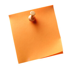 Orange Sticky Note Pinned with a Light Colored Pushpin on a Black Background paper