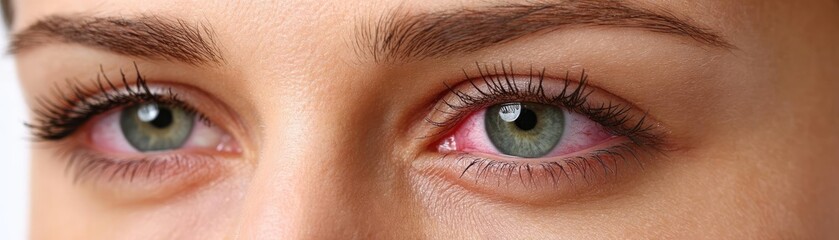 Eyelid swelling concept. Close-up of captivating green eyes reflecting emotion and beauty.