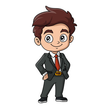 kid cartoon with costume businessman