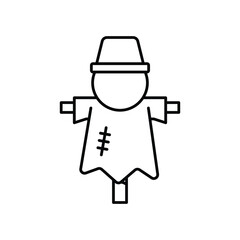 Scarecrow line icon with white background vector stock illustration