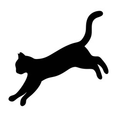 Black cat silhouette jumping vector illustration for pet lovers and graphic design projects usage