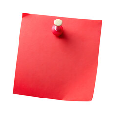 Red Sticky Note Pinned with a Red Pushpin on a Black Background paper