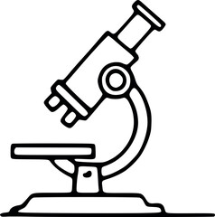 Simple black and white illustration of a classic laboratory microscope, ready for scientific investigation.