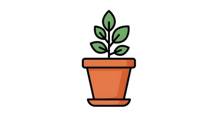 Fototapeta premium Healthy green plant with multiple leaves growing in a classic terracotta pot, perfect for indoor gardening, home decor, sustainable living, nature appreciation, and promoting eco-friendly lifestyles.