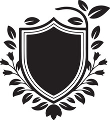 Obraz premium Floral Shield Silhouette Emblem Bundle