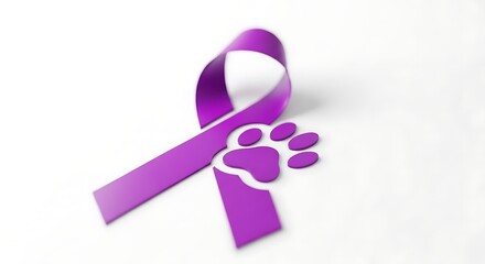 Fototapeta premium Purple Ribbon with Paw Print