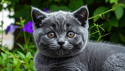 gray cat on green grass