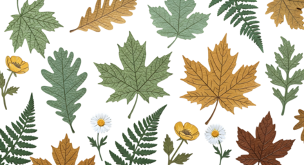 set of autumn leaves