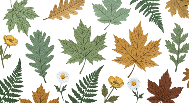 set of autumn leaves