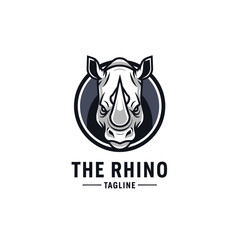 A stylized rhino head logo with a circular frame, featuring a bold design and a tagline beneath the animal's name. © Yahya