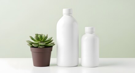 White Cosmetic Jars with Silver Lids on Wooden Table, Beauty Product Packaging Mockup