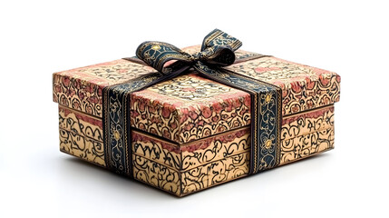 • Handmade Sehr and Iftar gift box with Ramadan Mubarak in Urdu beautifully designed isolated on white background in HD 