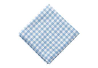 Blue gingham pocket square isolated on transparent background