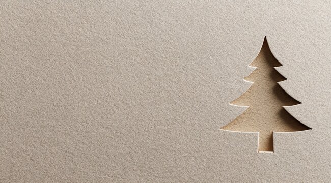A brown cardboard cutout of a christmas tree on a textured background
