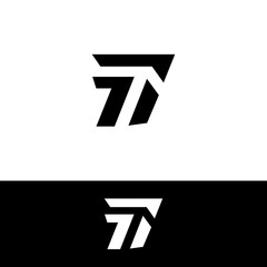 Abstract logo design featuring stylized number seven and letter T in black and white, mirrored image.