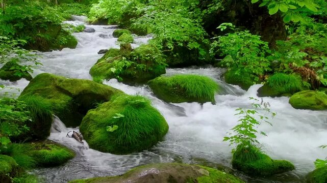 初夏の奥入瀬渓流・流れ（青森県・十和田市）