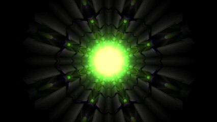A strange alien like subterranean dark tunnel with glowing neon light.