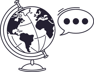 A 3D render of a green globe on a white background, symbolizing global ecology and a sustainable environment