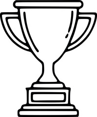 Simple black and white line drawing of a trophy.