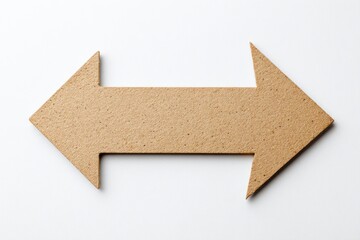 Obraz premium Tan arrow points left & right on white, symbolizing direction or choice. Simple, neutral design for multiple applications