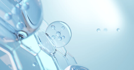 Molecular Structure on Blue Background. 3d illustration