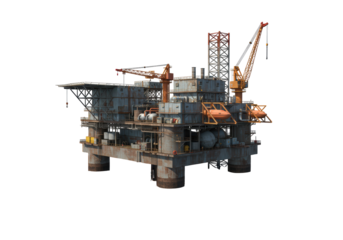 Isolated oil rig, energy exploration platform, construction, drilling, offshore installation