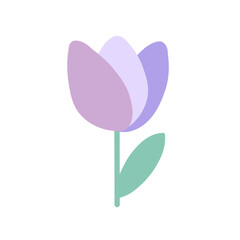 Flat Minimalist Pastel Tulip Flower PNG Clipart Illustration