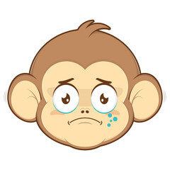 monkey crying face cartoon cute
