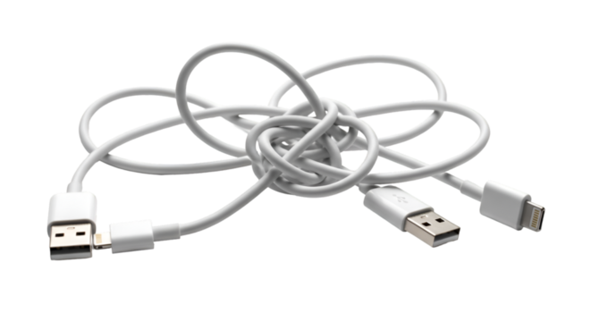 usb cable on white background