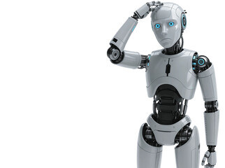 Humanoid Robot Scratching Head &ndash; Confused AI Concept