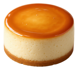Creamy cheesecake with glossy top layer and subtle air bubbles