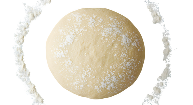 Doughy texture features a sprinkle of flour over a round shape, on black background, ideal for baking product staging, branding mockups, or YouTube thumbnails.