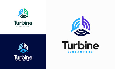 Modern Spinning Turbine logo designs concept, Wind Power energy Technology logo