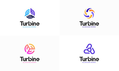 Set of Modern Spinning Turbine logo designs concept, Wind Power energy Technology logo © Lucky Luck