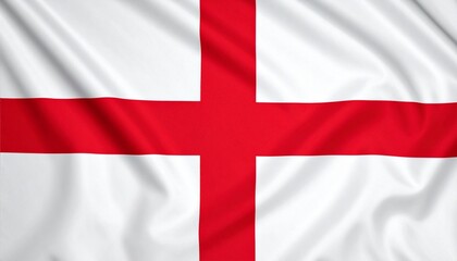 Obraz premium Realistic digital art of England’s flag, bold red St George’s Cross on white field, clean and iconic.