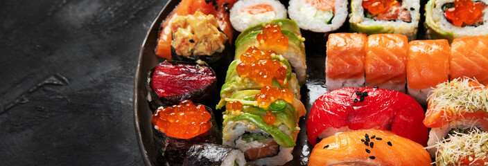 Sushi Set. Rolls, sushi of different types on a plate. © bit24