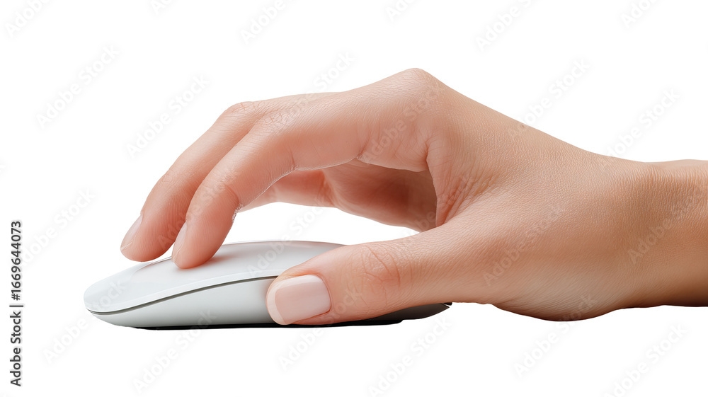 Poster isolated hand using computer mouse on transparent background — high-resolution png-style cutout idea