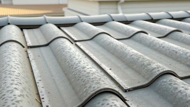 Close up metal roofing sheet with base metal texture showing weathered surface in construction market durable materials