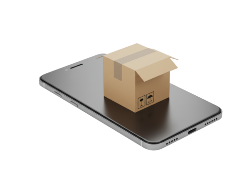 Isolated phone app for ecommerce or delivery, parcel service on a smartphone screen - Powered by Adobe