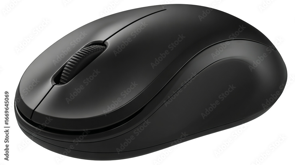Poster isolated black wireless mouse on transparent background — high-resolution png-style cutout with clea